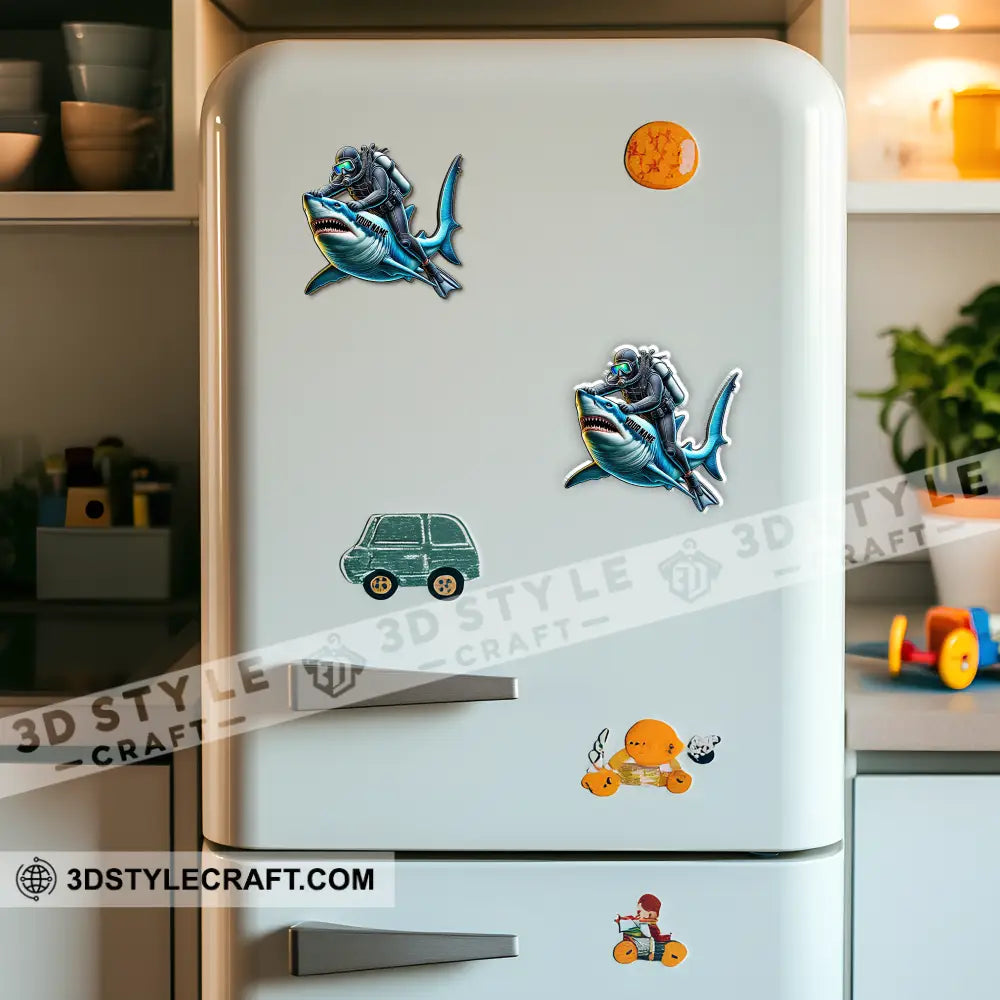 Diving Shark Fridge Magnet - Personalized
