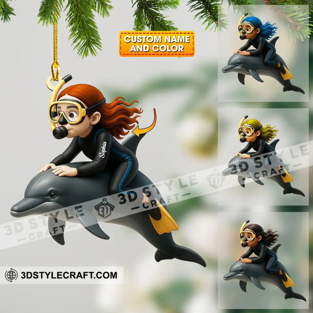 Dolphin Trainer Home Decor Christmas Ornament Personalized Ornament 3.54’’ / 1 Ornament Ornament