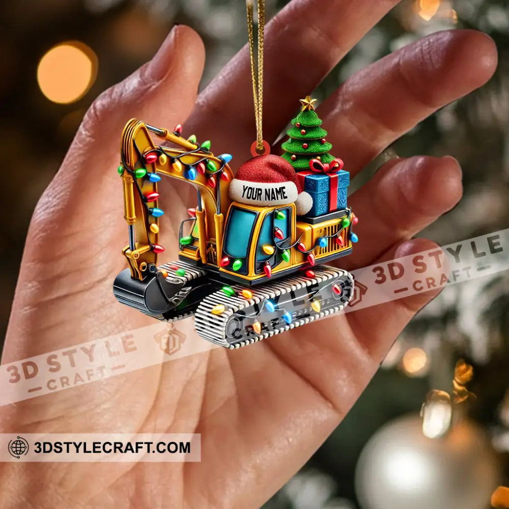 Excavator Decor Christmas Ornament Personalized