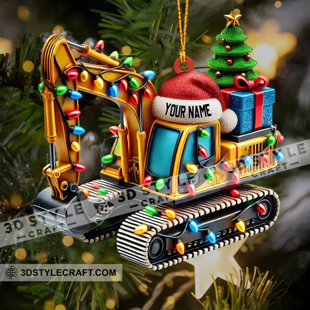 Excavator Decor Christmas Ornament Personalized