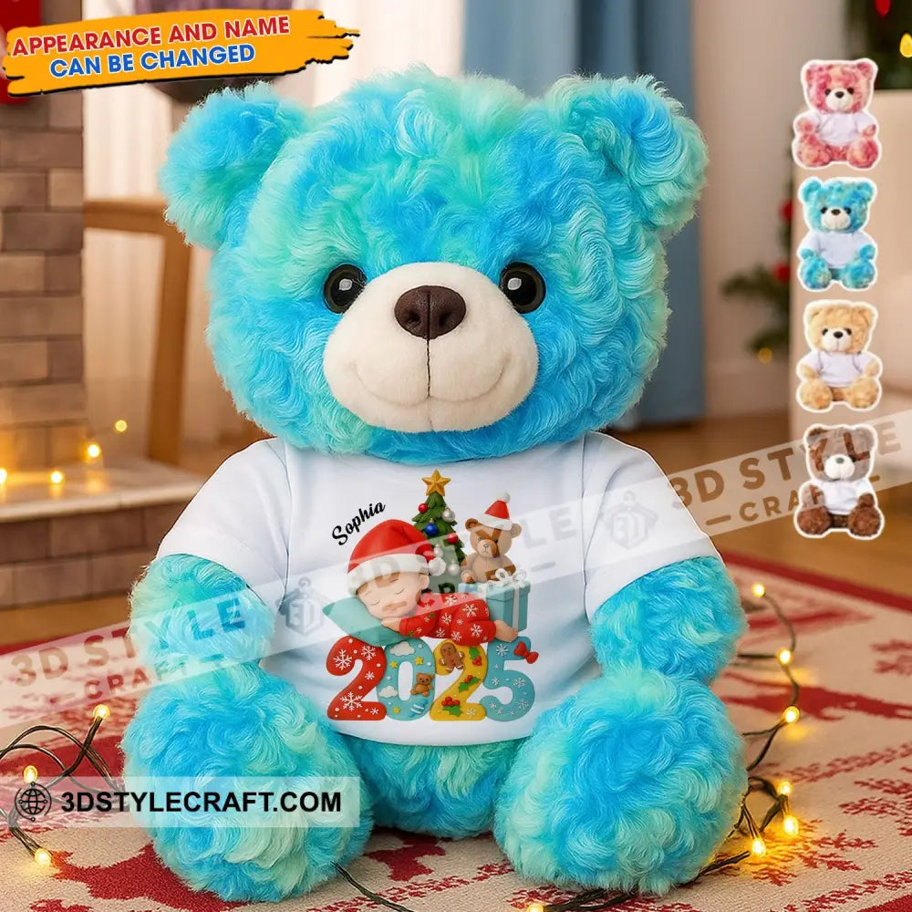 First Christmas Baby Personalized Teddy Bear Shirt Blue / 9’’ / No Graduate Teddy Bear Shirt
