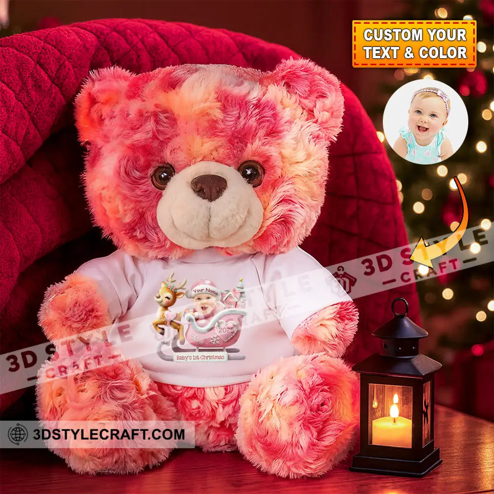 First Christmas Baby Personalized Teddy Bear Shirt Pink / 9’’ / No Graduate Teddy Bear Shirt