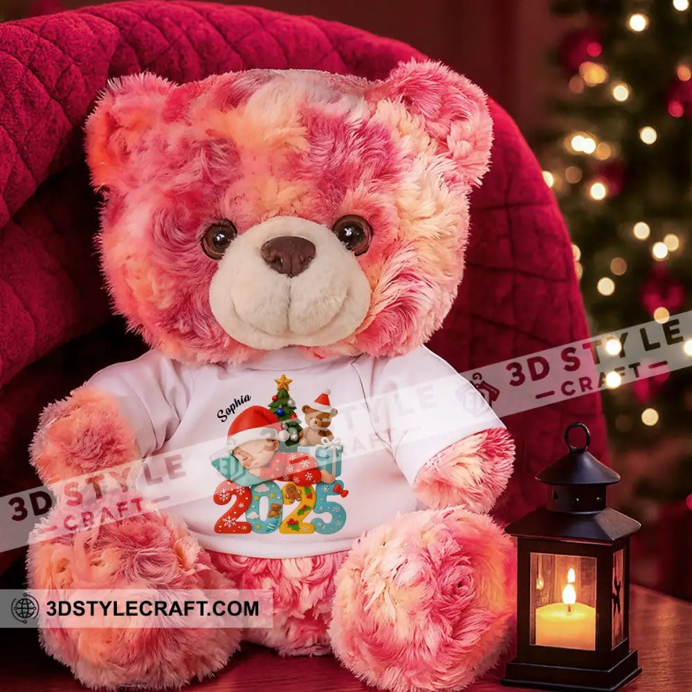 First Christmas Baby Personalized Teddy Bear Shirt Pink / 9’’ / No Graduate Teddy Bear Shirt