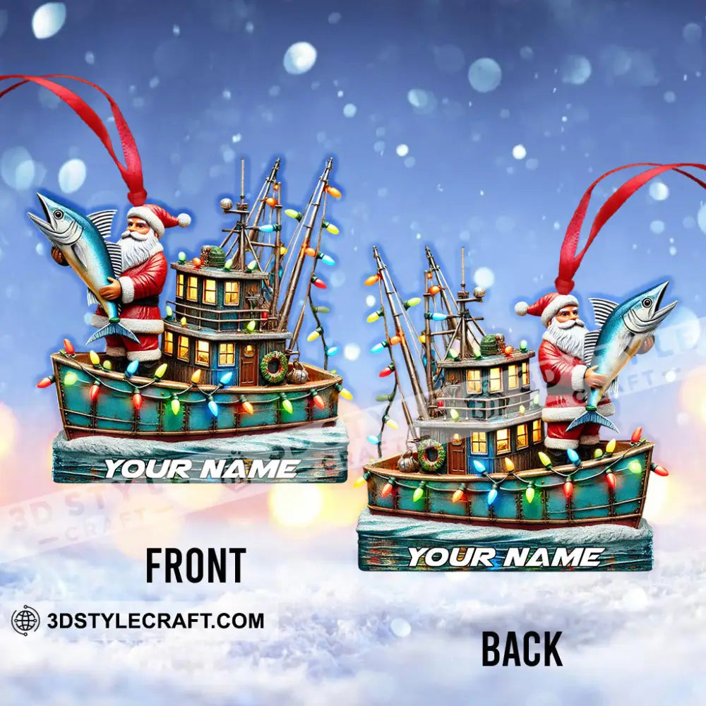 Fisherman Santa Home Decor Christmas Ornament Personalized