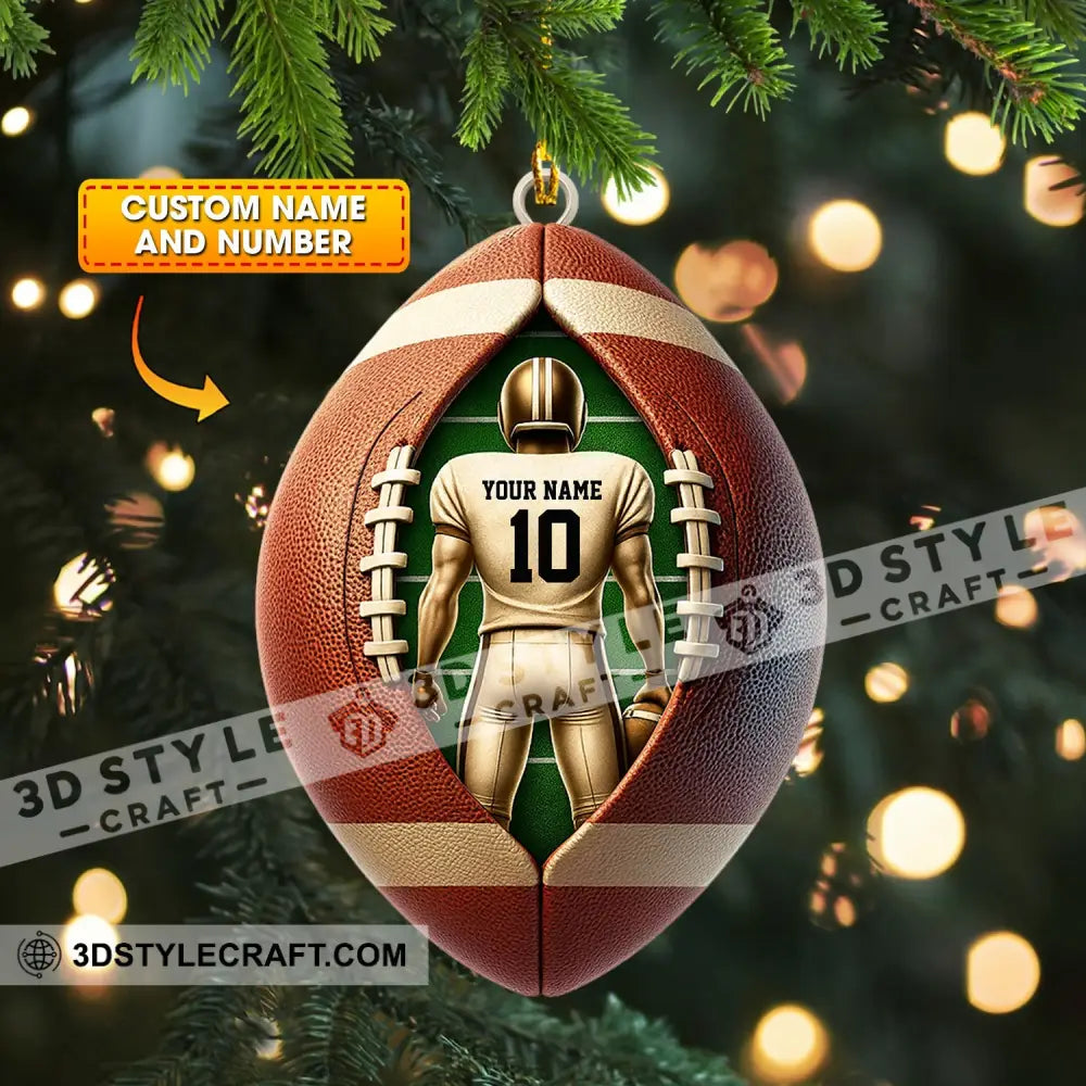 Football Christmas Home Decor Christmas Ornament Personalized Ornament 3.54’’ / 1 Ornament Ornament