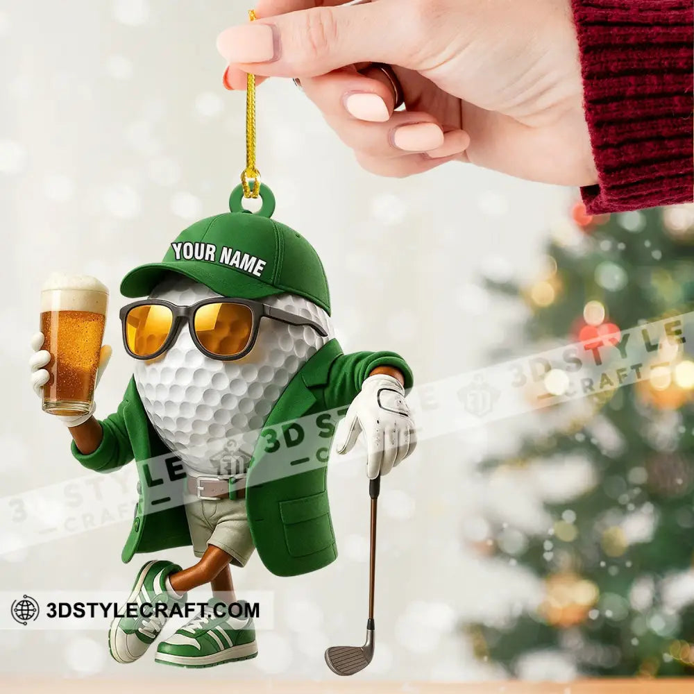 Golf And Beer Man Christmas Home Decor Christmas Ornament Personalized Ornament Ornament