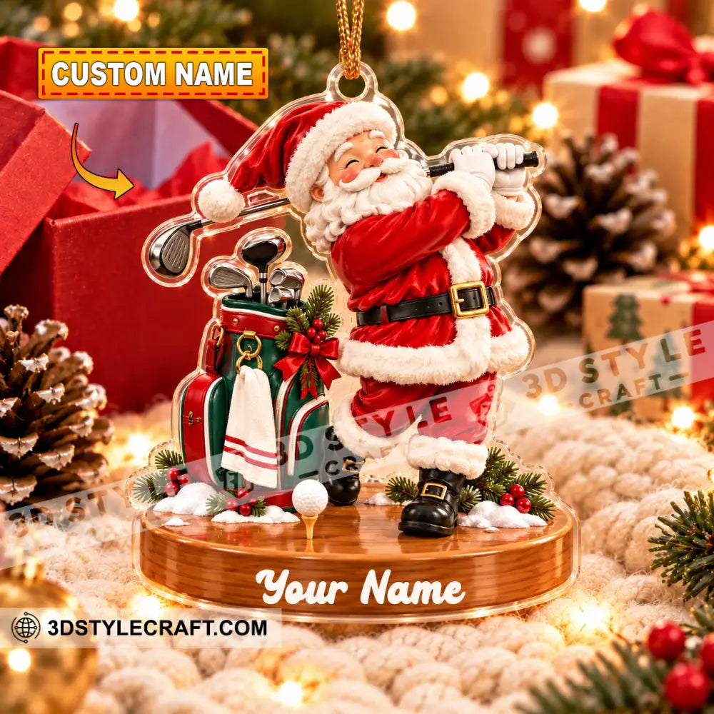 Golf Santa Home Decor Christmas Ornament Personalized Ornament - 3.54’’ / 1 Ornament - Ornament