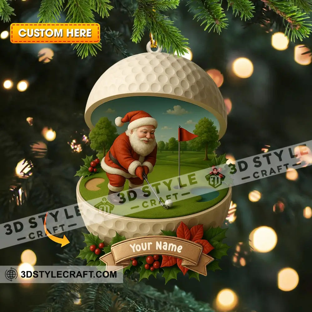 Golf Santa Home Decor Christmas Ornament Personalized Ornament 3.54’’ / 1 Ornament Ornament