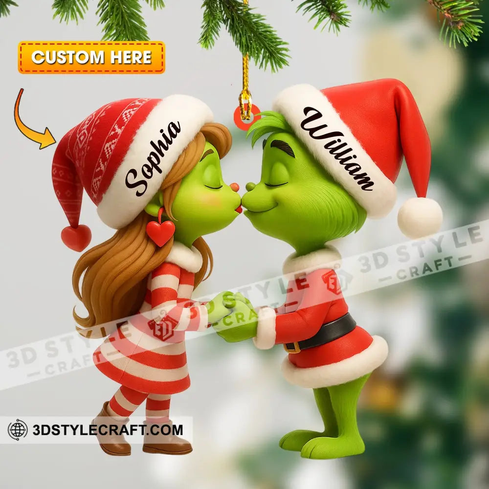 Grinch Couple Home Decor Christmas Ornament Personalized Ornament 3.54’’ / 1 Ornament Ornament