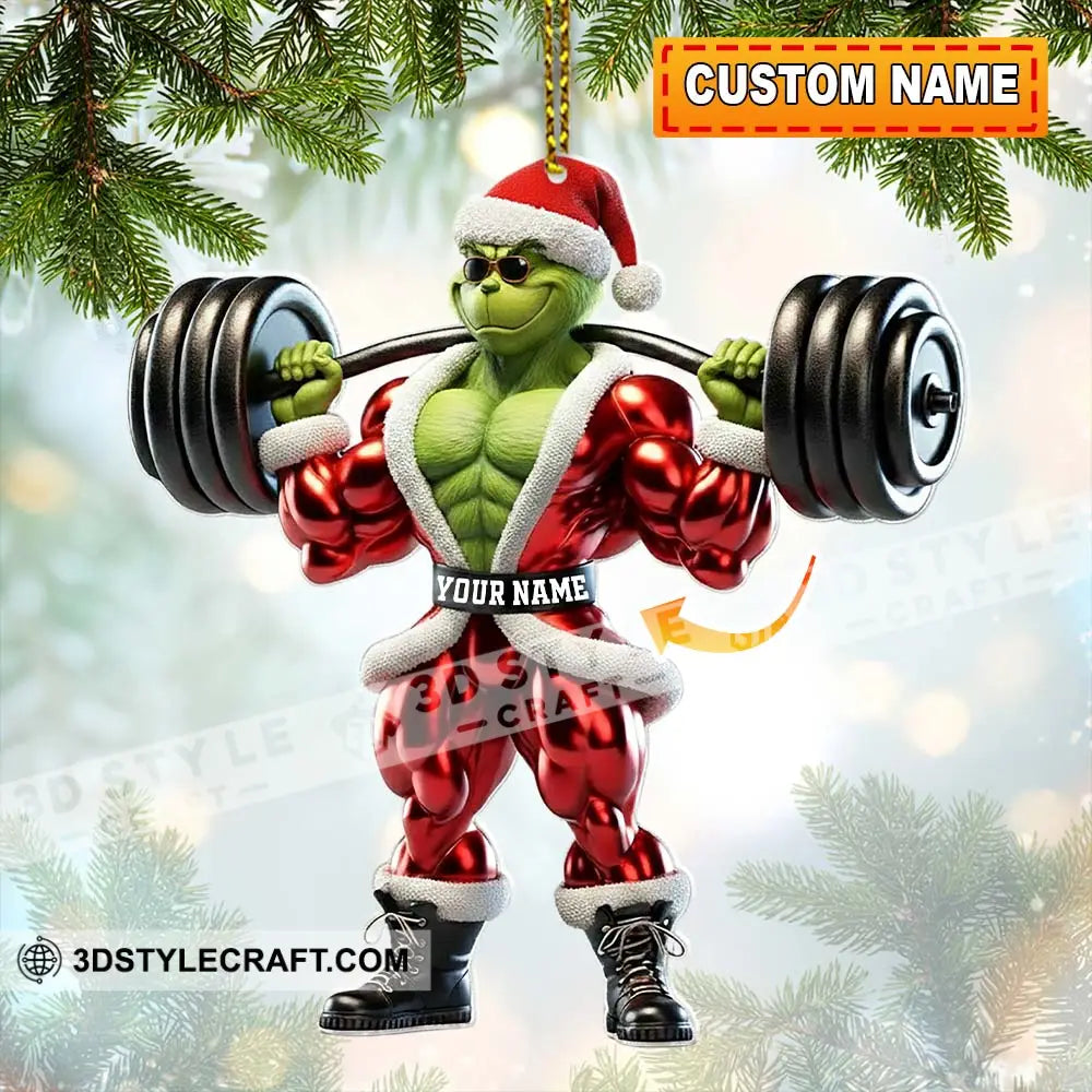 Grinch Weightlifting Christmas Home Decor Christmas Ornament Personalized Ornament 3.54’’ / 1 Ornament Ornament