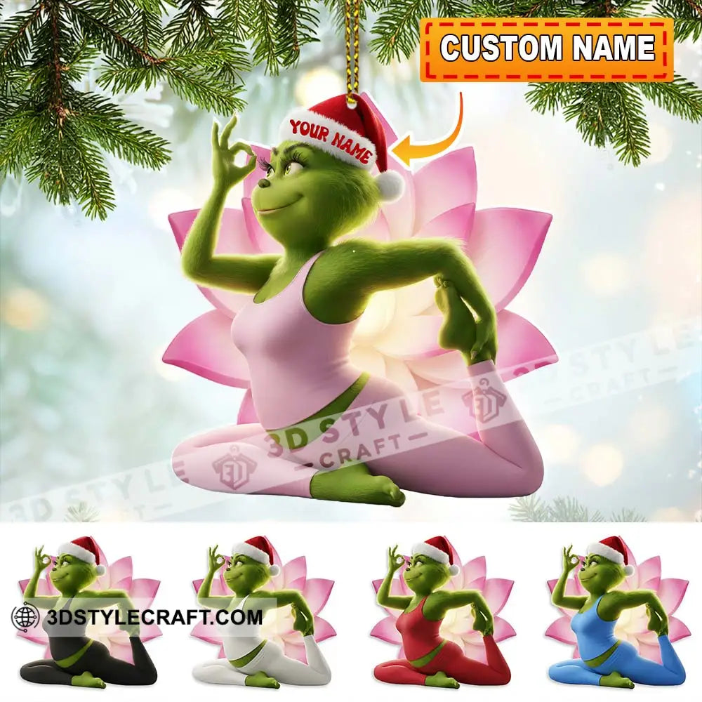 Grinch Yoga Home Decor Christmas Ornament Personalized Ornament 3.54’’ / 1 Ornament Ornament
