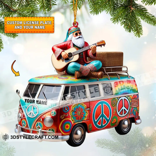 Happy Hippie Santa Christmas Ornament Personalized