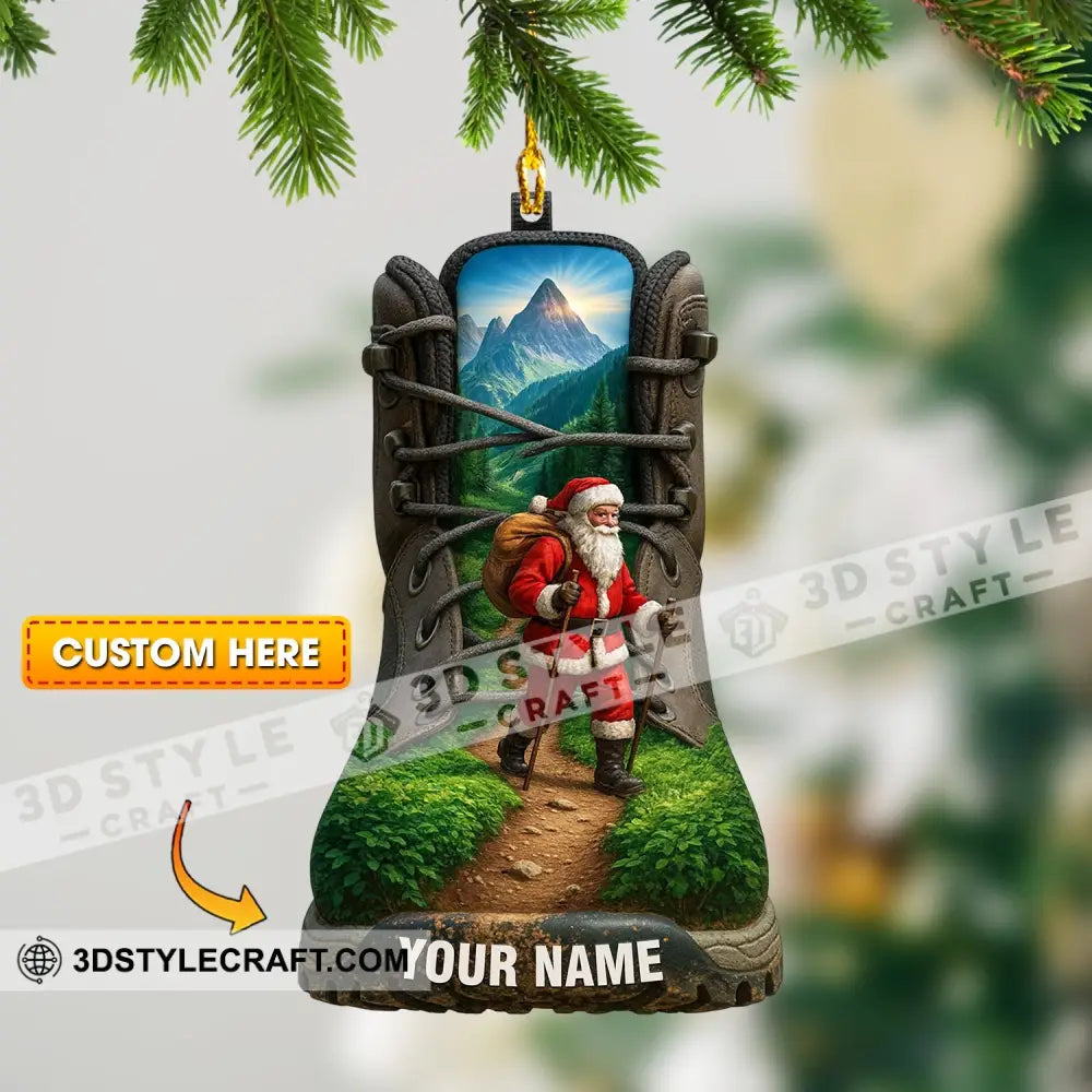 Hiking Santa Home Decor Christmas Ornament Personalized Ornament 3.54’’ / 1 Ornament Ornament