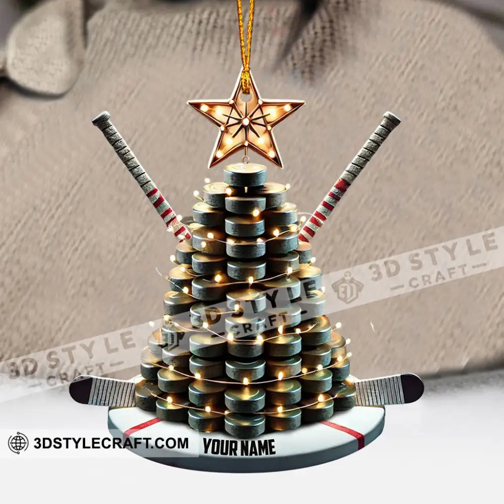 Hockey Tree Christmas Ornament Personalized
