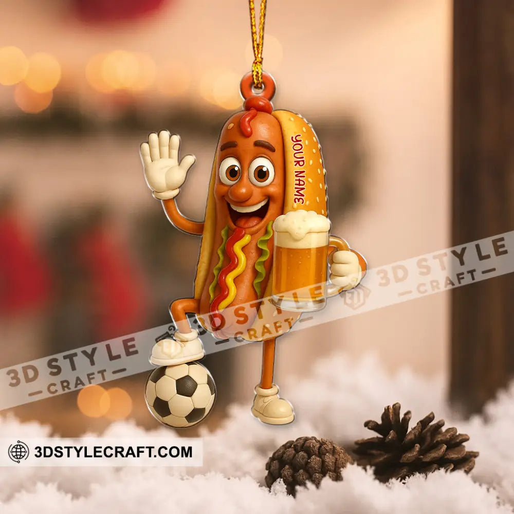 Hotdog And Beer Home Decor Christmas Ornament Personalized Ornament Ornament