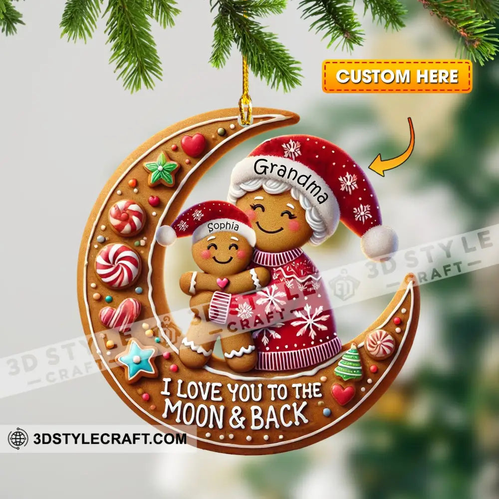 I Love You To The Moon And Back Home Decor Christmas Ornament Personalized