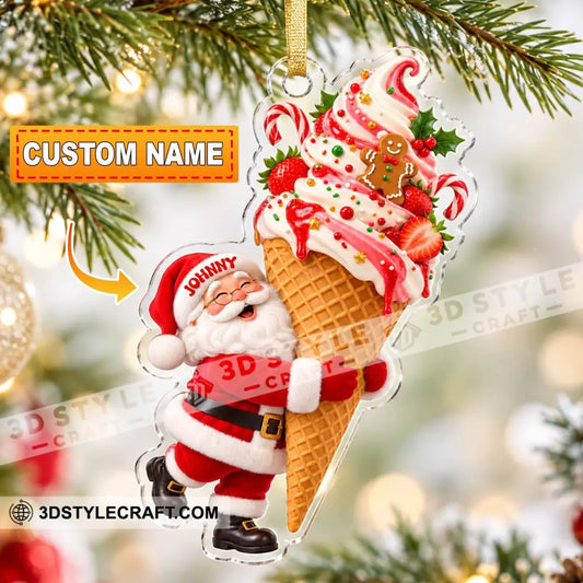 Ice Cream Santa Home Decor Christmas Ornament Personalized Ornament - 3.54’’ / 1 Ornament - Ornament