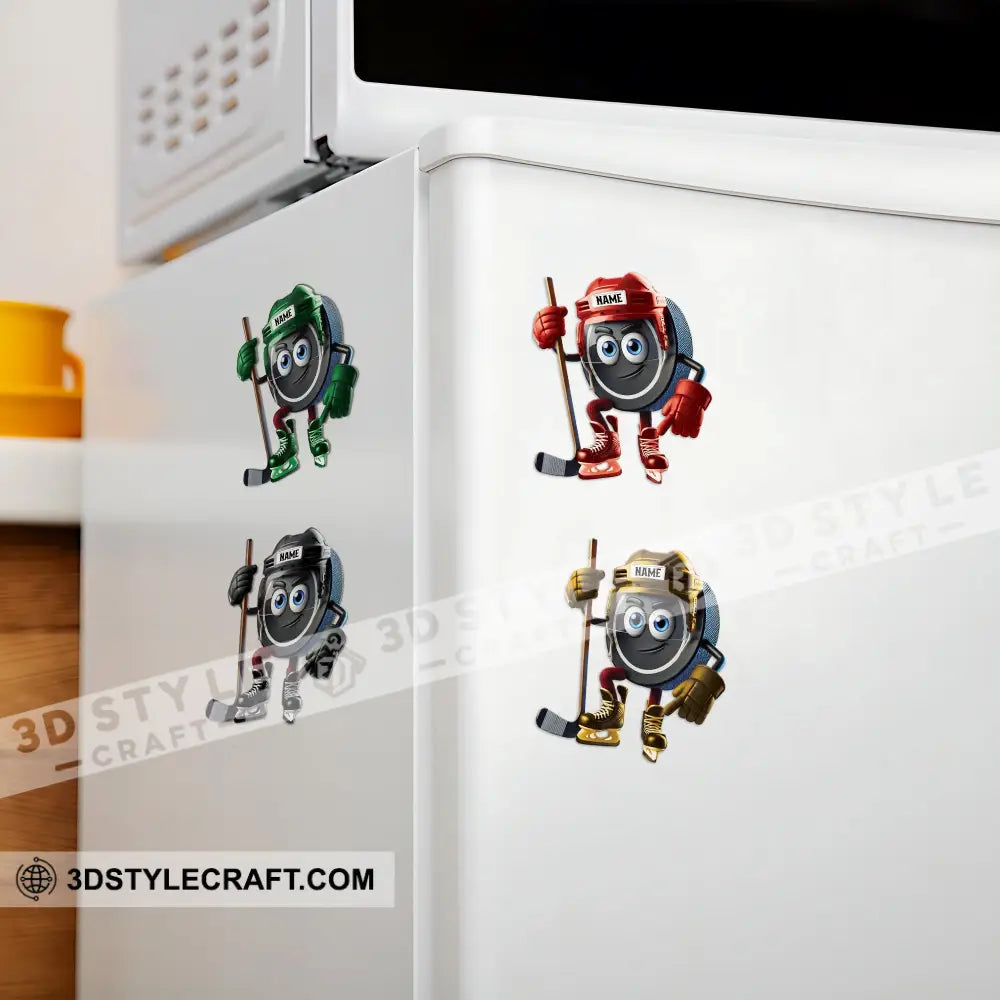Ice Hockey Custom Color And Name - Personalized Fridge Magnet