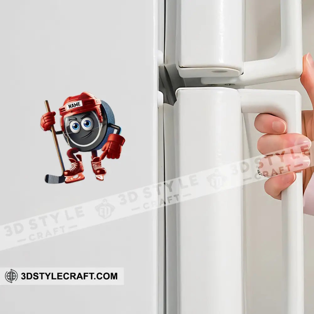 Ice Hockey Custom Color And Name - Personalized Fridge Magnet