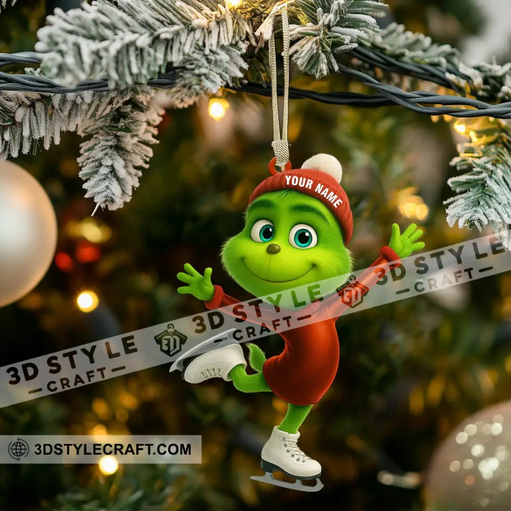 Ice Skating Grinch Home Decor Christmas Ornament Personalized Ornament Ornament