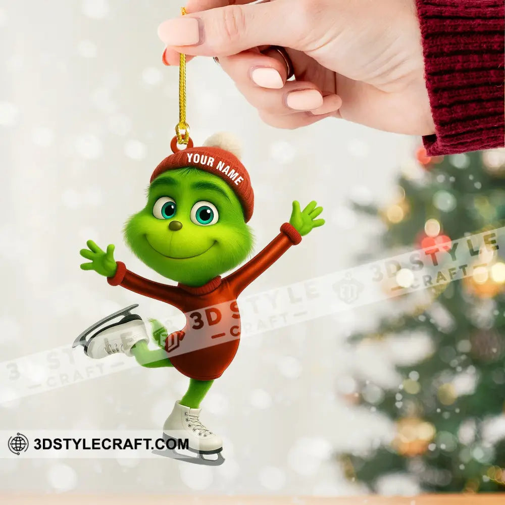 Ice Skating Grinch Home Decor Christmas Ornament Personalized Ornament Ornament