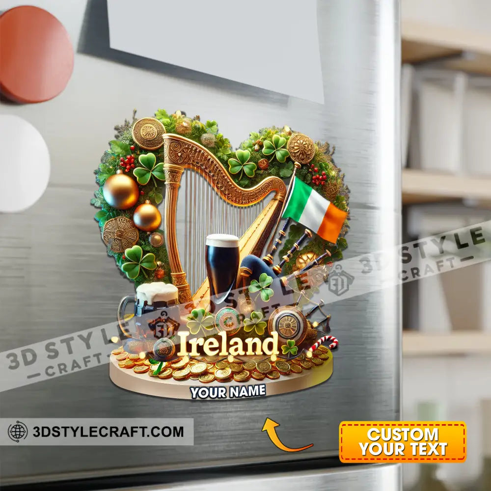 Ireland St Patrick’s Day Fridge Magnet - Personalized 3.54’’ / 1 Piece