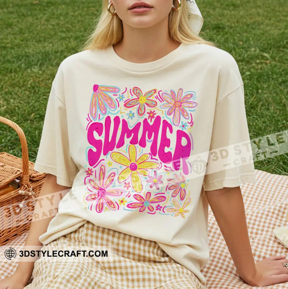 Kid And Adult T-Shirt - Colorful Summer Flowers T-Shirt Apparel
