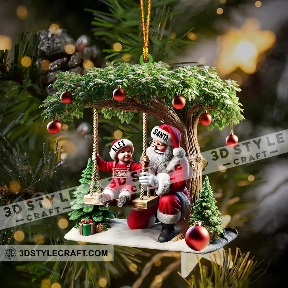 Kid And Santa Decor Christmas Ornament Personalized