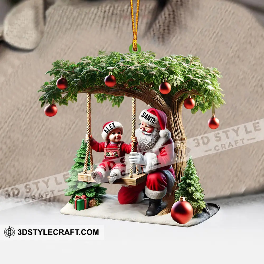 Kid And Santa Decor Christmas Ornament Personalized