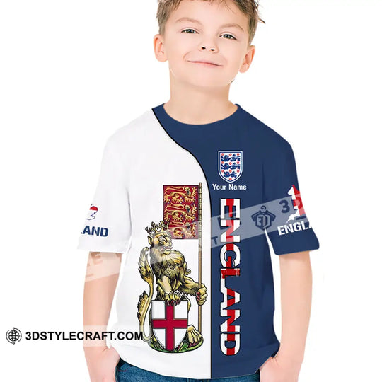 Kids Clothing - Custom England Football Name Kid Shirt, England Three Lion style option 1