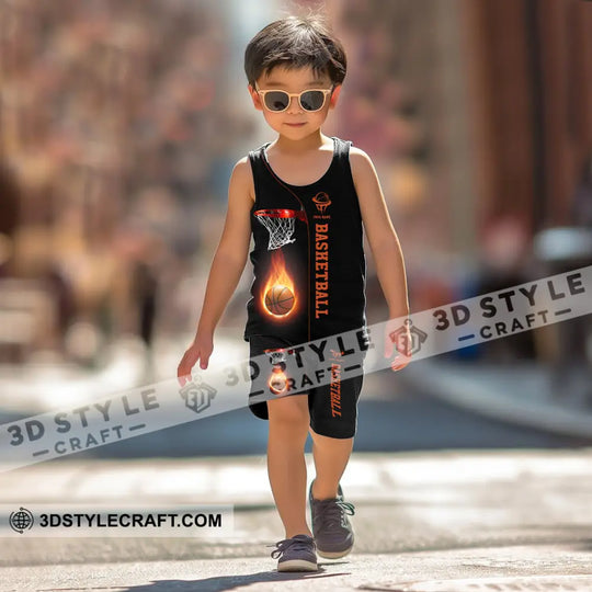 Kids Clothing, Custom Name Basketball Kids Tank and Shorts, Toddler Tank Top & Matching Shorts style option 1