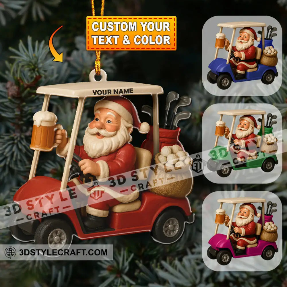 Love Beer And Golf Santa Home Decor Christmas Ornament Personalized Ornament 3.54’’ / 1 Ornament Ornament