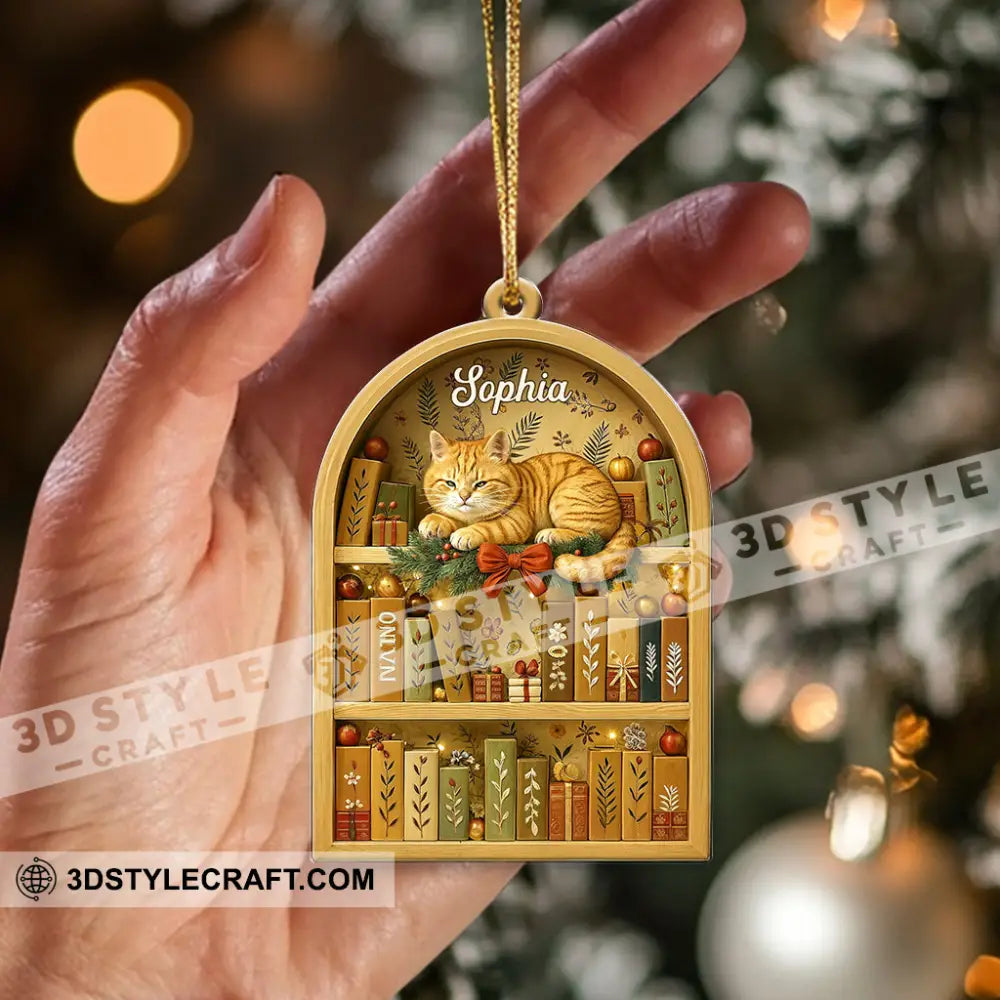 Love Book And Cat Home Decor Christmas Ornament Personalized Ornament Ornament
