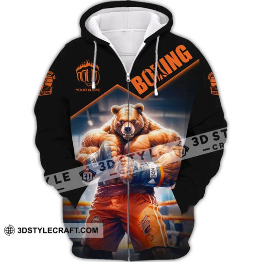 Man Shirt, Boxing Shirt, Custom Name T-Shirt, Boxing Bear, Gift for Boxing Lover style option 3
