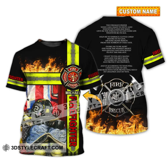 Man Shirt - Custom Fireman Name T-Shirt - Fire Fighter Clothing style option 1