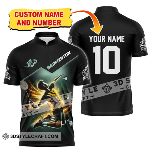 Man Shirt, Custom Name and Number Badminton Polo Shirt, Badminton Club Uniform, Badminton T-Shirt style option 2