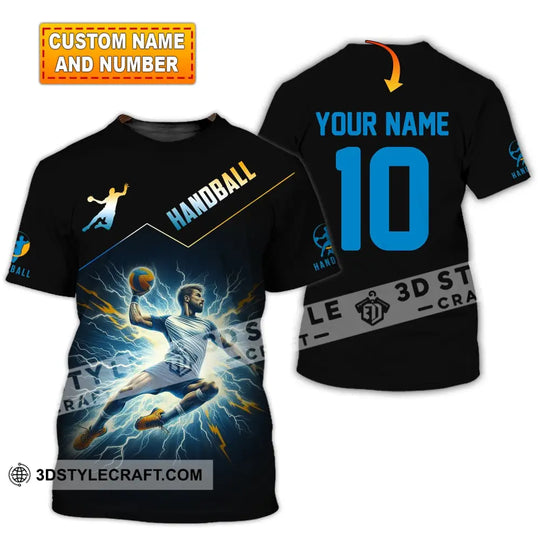 Man Shirt, Custom Name and Number Handball Shirt, Handball Player Shirt, Handball Hoodie Shirt Polo Long Sleeve Shirt style option 1