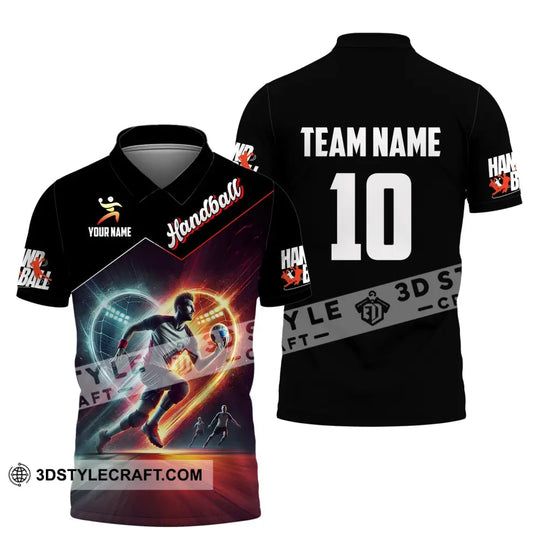 Man Shirt, Custom Name and Number Handball Shirt, Handball Polo Long Sleeve, Handball Club Uniform, Handball Lover Gift style option 4
