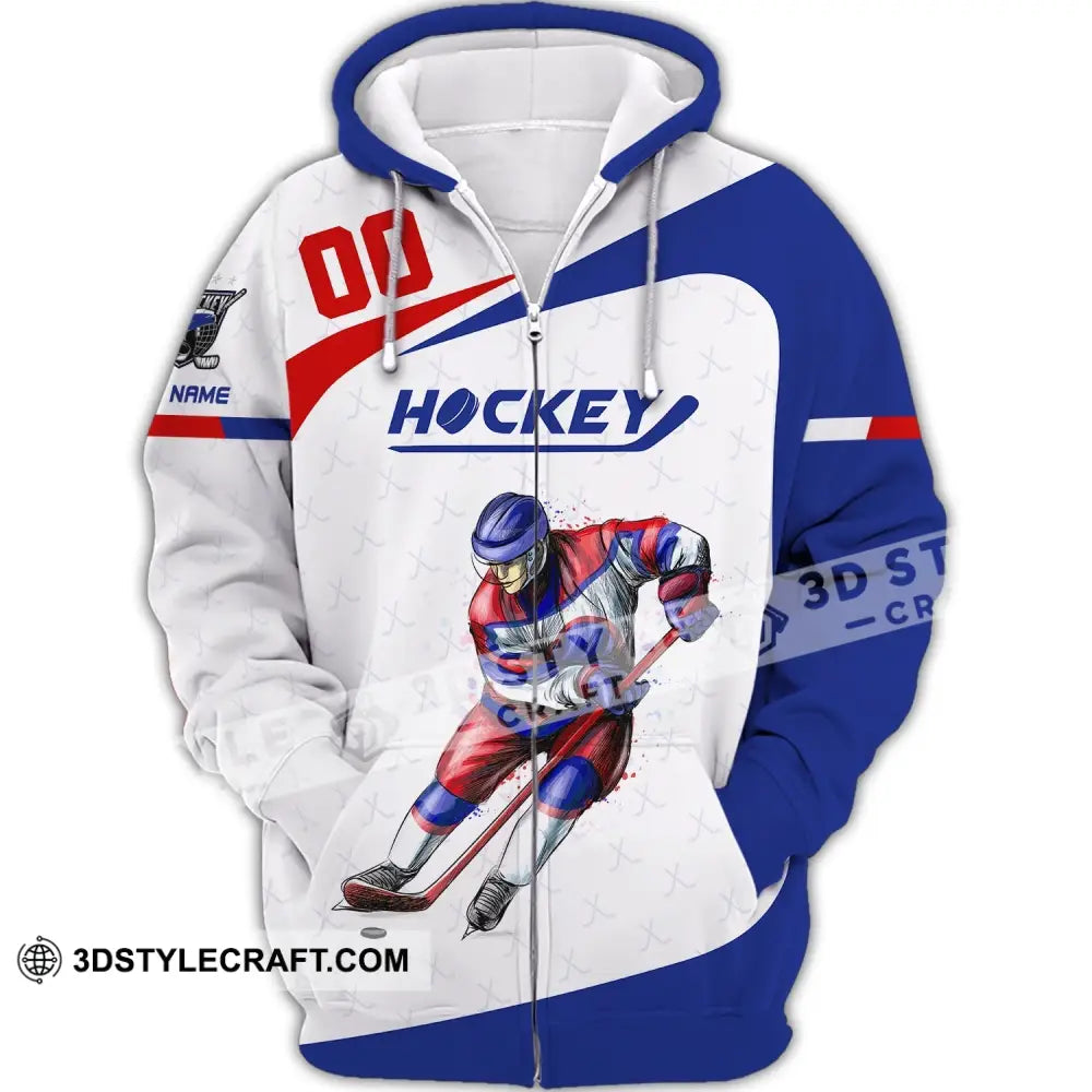 Man Shirt Custom Name And Number Hockey T-Shirt Polo Gift For Player Zipper Hoodie / S