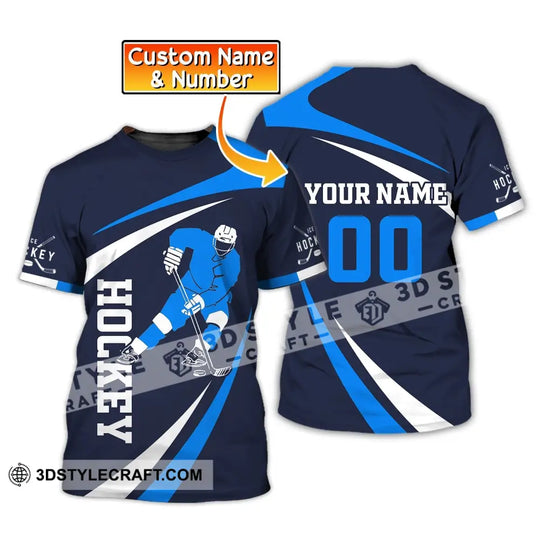 Man Shirt, Custom Name and Number Ice Hockey T-Shirt, Ice Hockey Love, Gift for Hockey Player style option 1