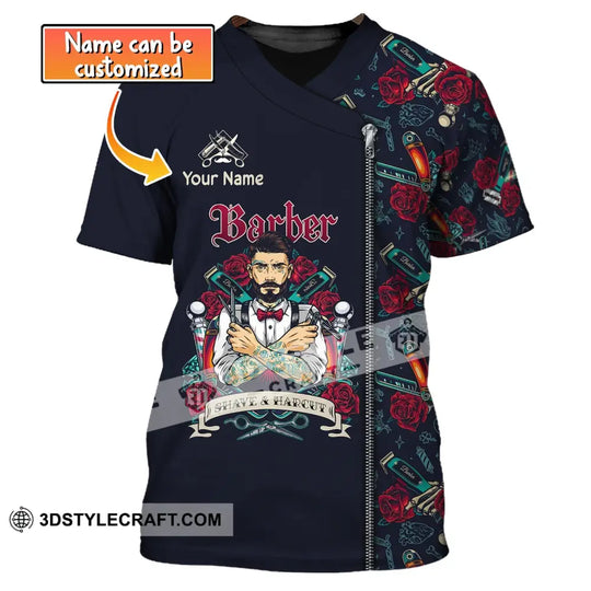 Man Shirt, Custom Name Barber Shirt, Barber Apparel, T-Shirt For Barber Shop style option 1