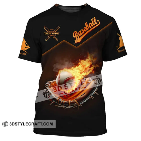 Man Shirt, Custom Name Baseball T-Shirt, Baseball Fire, Gift for Baseball Player style option 2