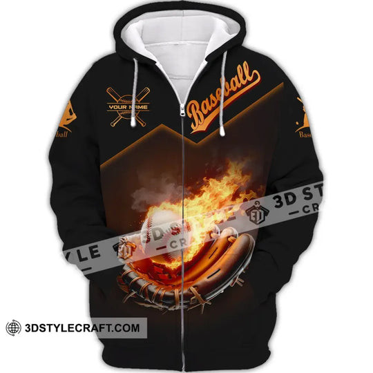 Man Shirt, Custom Name Baseball T-Shirt, Baseball Fire, Gift for Baseball Player style option 3