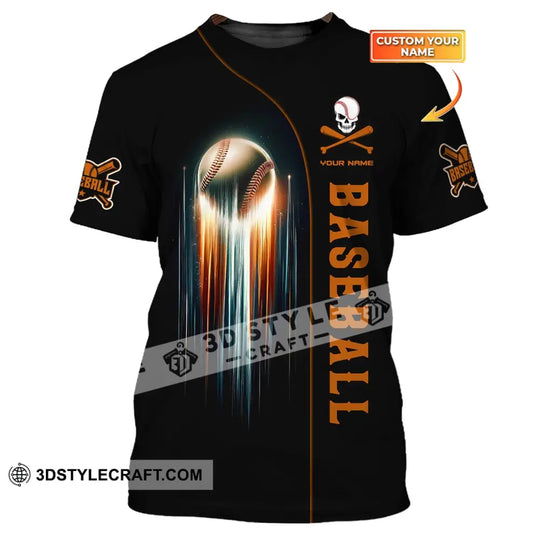 Man Shirt, Custom Name Baseball Shirt, Baseball Team T-Shirt, Baseball Skull, Gift for Baseball Players style option 1