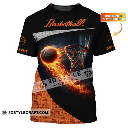 Man Shirt, Custom Name Basketball Shirt, Basketball Fire, Gift for Basketball Player style option 1