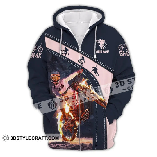 Man Shirt, Custom Name Bicycle Moto Cross Shirt, BMX Polo Shirt Long Sleeve Hoodie style option 3