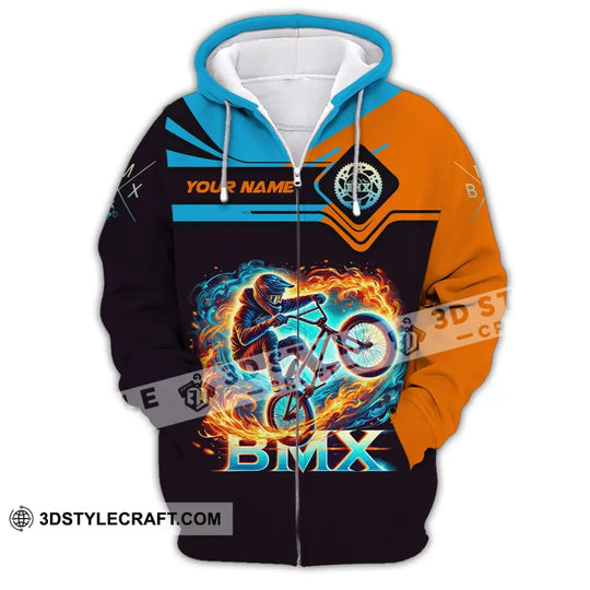 Man Shirt, Custom Name Bicycle Moto Cross Shirt, BMX Polo Shirt Long Sleeve Hoodie style option 2