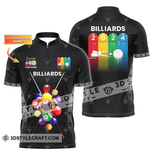 Man Shirt, Custom Name Billiards Shirt, Billiards Polo Long Sleeve, Billiards Gift, Billiards T-Shirt style option 1