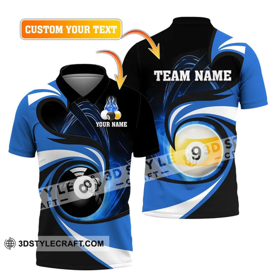 Man Shirt, Custom Name Billiards Polo Shirt, Billiards Long Sleeve Hoodie, Gift for Billiards Lover style option 1
