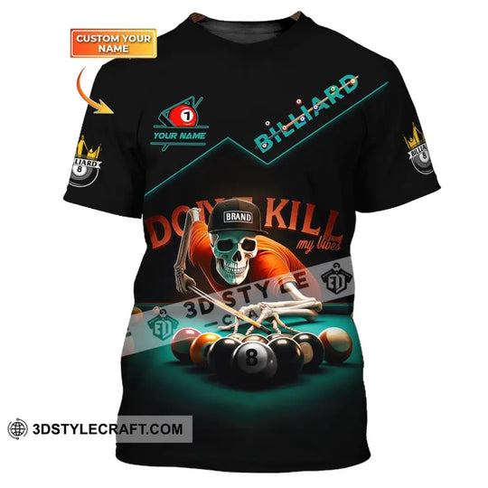 Man Shirt, Custom Name Billiards Shirt, Billiards Polo Long Sleeve, Billiards Skull, Billiards T-Shirt style option 1